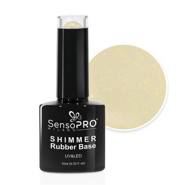 Shimmer Rubber Base SensoPRO Milano - #28 Pearly Golden - 10ml
